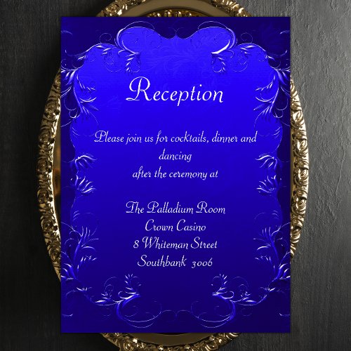 Royal Blue Elegant Wedding Reception  Enclosure Card