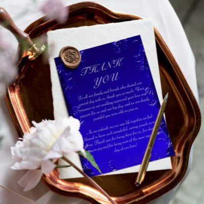 Royal Blue Elegant Wedding Thank You