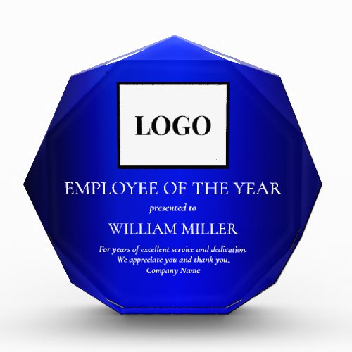 Royal Blue Employee Appreciation Add Logo Custom Acrylic Award