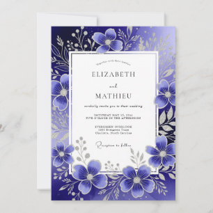 Royal Blue Ethereal Floral Wedding Invitation