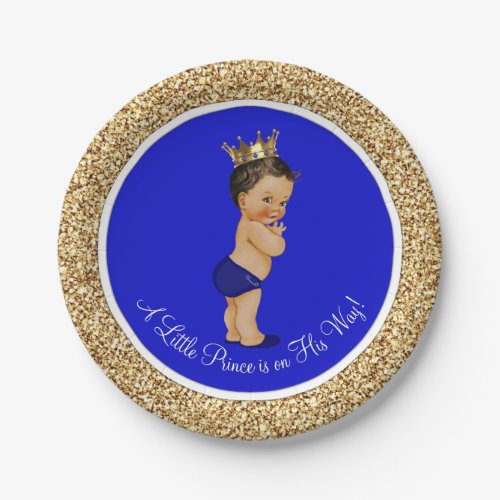 Royal Blue Ethnic Prince Baby Shower Paper Plates