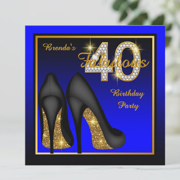 Royal Blue Fabulous 40th Birthday Party Invitation by Pure_Elegance at Zazzle