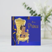 Royal Blue Fancy Ethnic Prince Baby Shower Invitation (Standing Front)