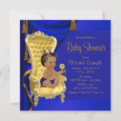 Royal Blue Fancy Ethnic Prince Baby Shower Invitation (Back)