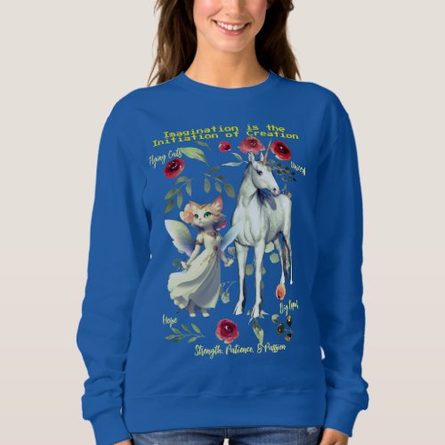 Royal Blue Fashionable Trendy Unicorn Cats  Sweatshirt