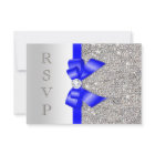 Royal Blue Faux Bow Silver Sequins Diamond RSVP