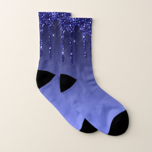 Royal Blue Faux Glitter    Socks