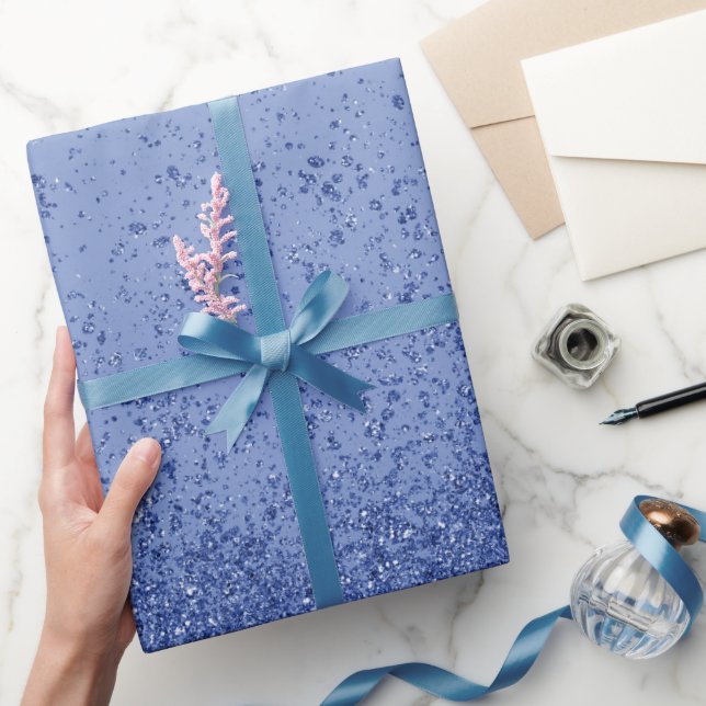 Royal Blue Faux Glitter  Wrapping Paper (Gifting)