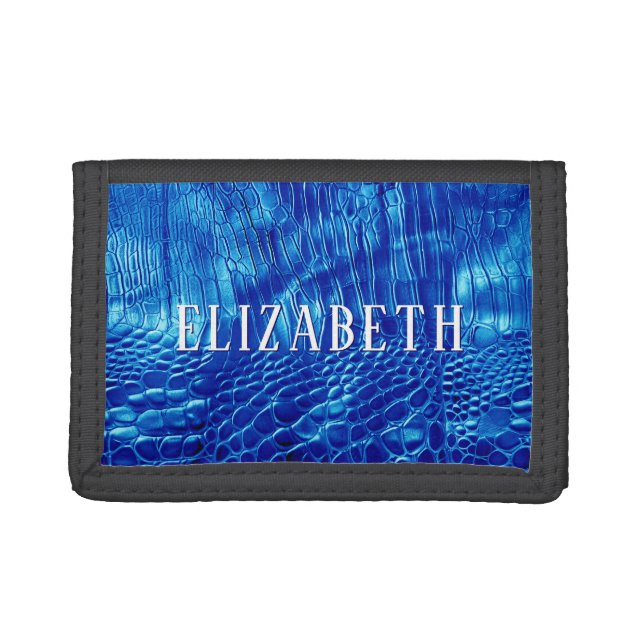 Royal Blue Faux Leather Trifold Wallet (Front)