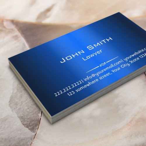 Royal Blue Faux Metallic Lawyer Attorney Business Card