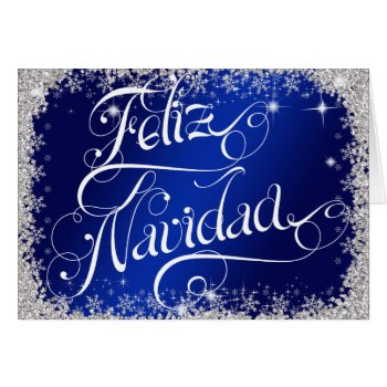 Royal Blue Feliz Navidad Typography PERSONALIZED Card 