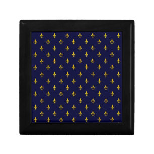 Royal Blue Fleur De Lis Pattern Gift Box