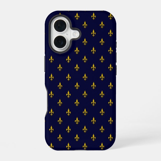 Royal Blue Fleur De Lis Pattern Iphone Case (Back)