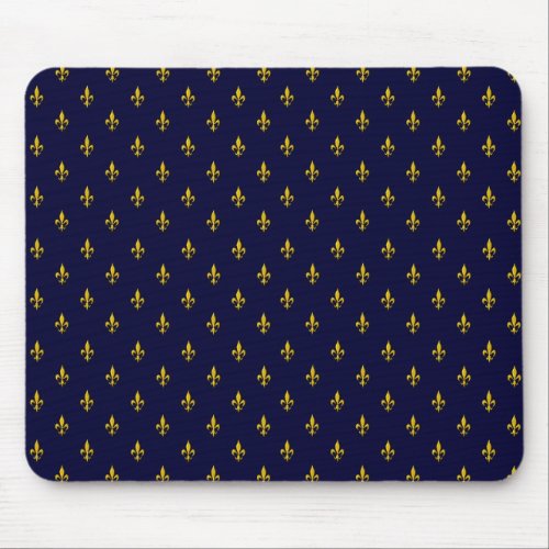 Royal Blue Fleur De Lis Pattern Mouse Pad