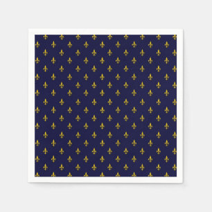 Royal Blue Fleur De Lis Pattern Napkins