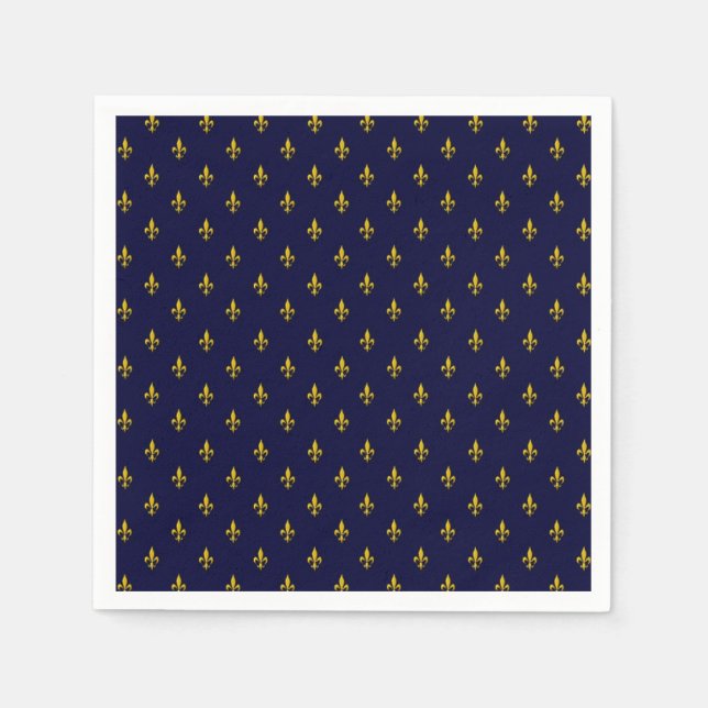 Royal Blue Fleur De Lis Pattern Napkins (Front)