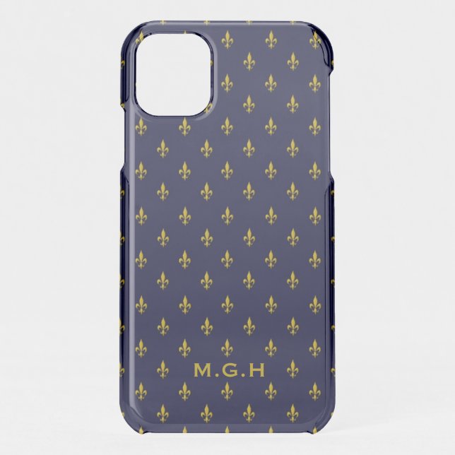 Royal Blue Fleur De Lis Pattern Personalised Uncommon iPhone Case (Back)