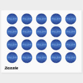 Royal Blue Floral 1.5" Round Wedding Sticker (Sheet)