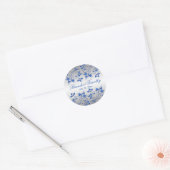 Royal Blue Floral and Silver 1.5" Round Sticker (Envelope)