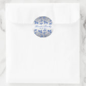 Royal Blue Floral and Silver 1.5" Round Sticker (Bag)