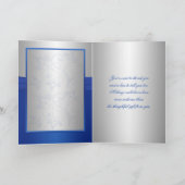 Royal Blue Floral and Silver Heart Thank You Card (Inside)