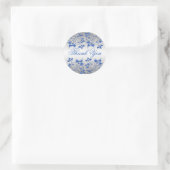 Royal Blue Floral and Silver Thank You Sticker (Bag)