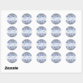 Royal Blue Floral and Silver Thank You Sticker (Sheet)