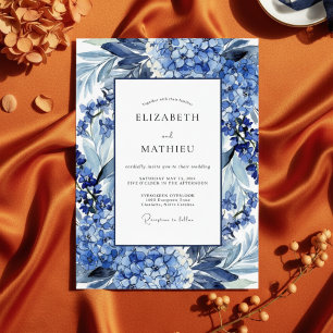 Royal Blue Floral Bloom Wedding Invitation