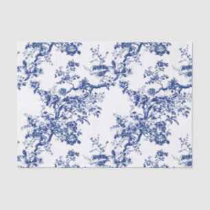 Royal Blue Floral Branch Garden Party Tissue Paper