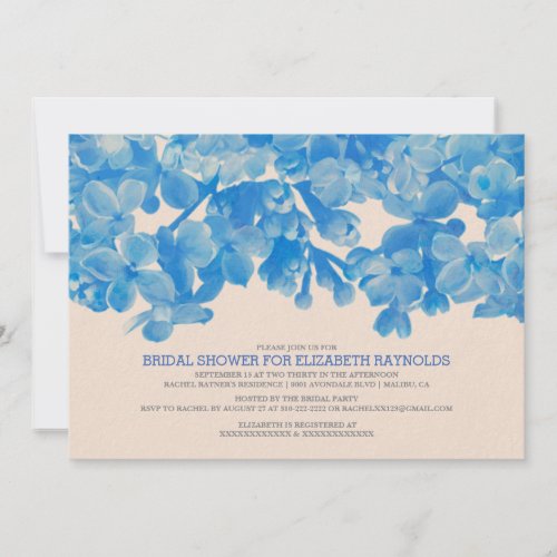 Royal Blue Floral Bridal Shower Invitations