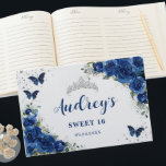 Royal Blue Floral Butterflies 15th 16th Birthday Guest Book<br><div class="desc">Cherish your special day for the years to come with a customized guest book. Featuring a quince girl in a royal blue gown, pretty royal blue flowers and blue and silver butterflies. Personalize it with your details easily and quickly, simply press the customise it button to further re-arrange and format...</div>