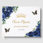 Royal Blue Floral Butterflies Gold Quinceanera Guest Book<br><div class="desc">Coordinate your party with this elegant personalized Royal Blue Floral Guest Book! Personalize it easily and quickly, simply click the customize it further button to edit the texts, change fonts and fonts colors. Featuring beautiful watercolor royal blue flowers and royal blue and gold butterflies. Matching items available in store. (c)...</div>