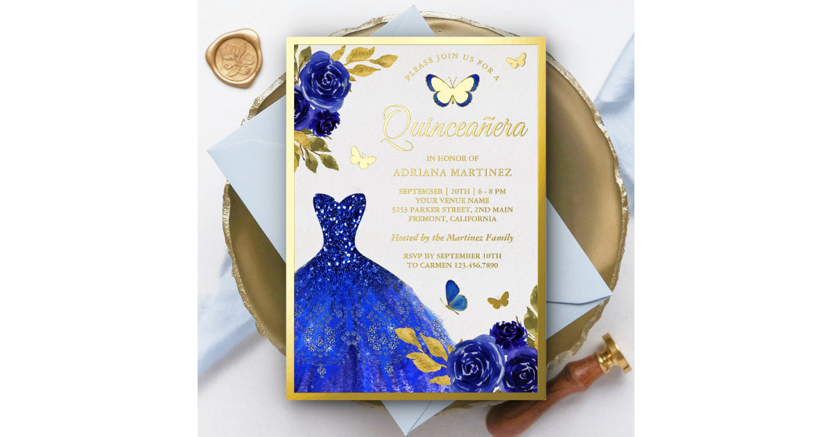 royal blue quinceanera invitations