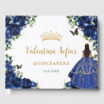 Royal Blue Floral Gold Princess Dress Quinceanera Guest Book<br><div class="desc">Coordinate your party with this elegant personalized Royal Blue Floral Guest Book! Personalize it easily and quickly, simply click the customize it further button to edit the texts, change fonts and fonts colors. Featuring beautiful watercolor royal blue flowers and a girl dressed in a gold embroidered royal blue ball gown....</div>