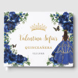 Royal Blue Floral Gold Princess Dress Quinceanera Guest Book<br><div class="desc">Coordinate your party with this elegant personalized Royal Blue Floral Guest Book! Personalize it easily and quickly, simply click the customize it further button to edit the texts, change fonts and fonts colors. Featuring beautiful watercolor royal blue flowers and a girl dressed in a gold embroidered royal blue ball gown....</div>