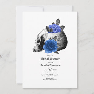 Royal Blue Floral Gothic Bridal Shower Invitation