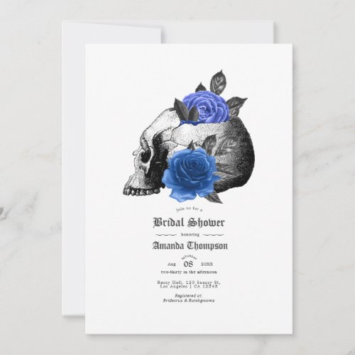 Royal Blue Floral Gothic Bridal Shower Invitation