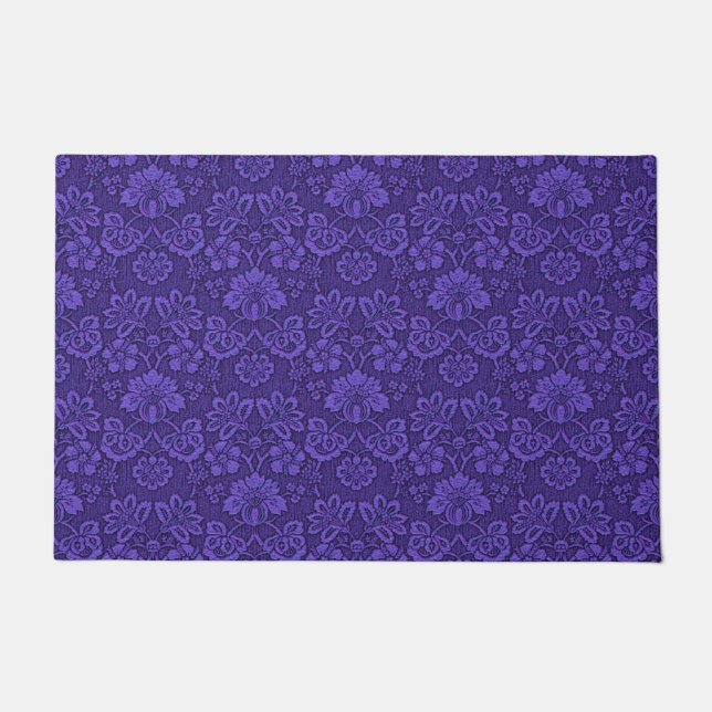 Royal blue floral lace doormat (Front)