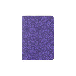 Royal blue floral lace passport holder