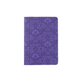 Royal blue floral lace passport holder
