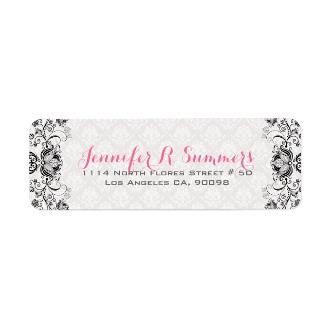 Royal Blue Floral Lace White Damasks Label (Front)