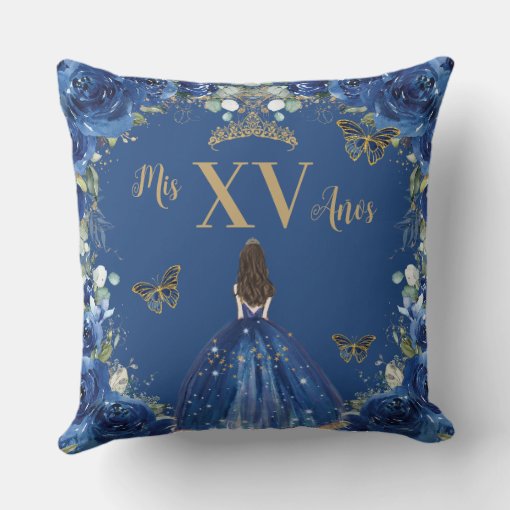 royal blue and gold pillows