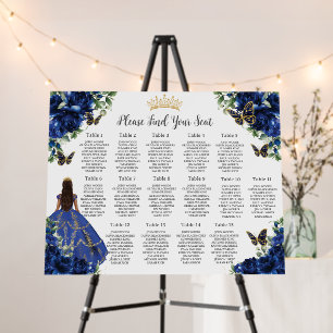 Royal Blue Floral Princess Quinceañera Seating Foam Board