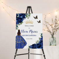 Royal Blue Floral Princess Quinceañera Welcome