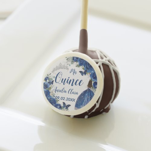 Royal Blue Floral Princess Silver Quinceaera  Cake Pops