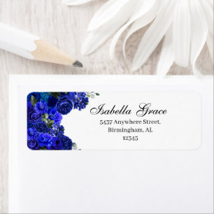 Royal Blue Floral Return Address Label