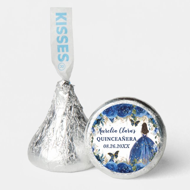 Royal Blue Floral Roses Butterflies Princess Hershey®'s Kisses® (Front)