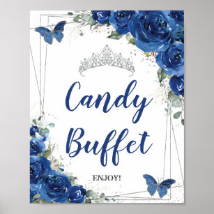 Blue & White Candy Buffet  Blue candy buffet, White candy buffet, Candy  bar wedding