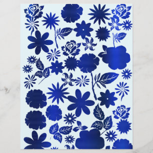 Royal Blue Floral Scrapbook Paper