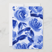 Royal Blue Floral Watercolor Bridal Shower Invitation (Back)
